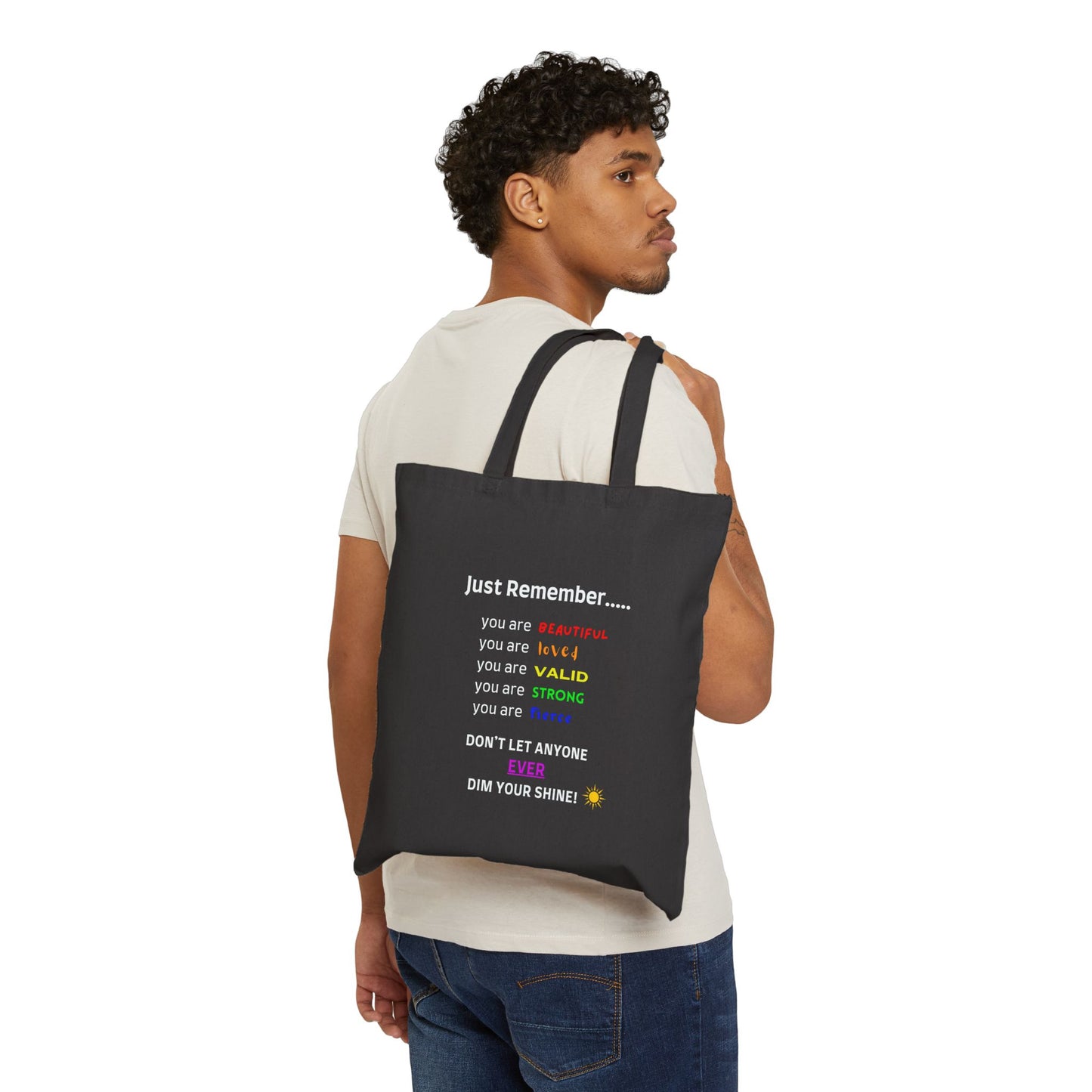 Iconic Quote Black Canvas Tote Bag