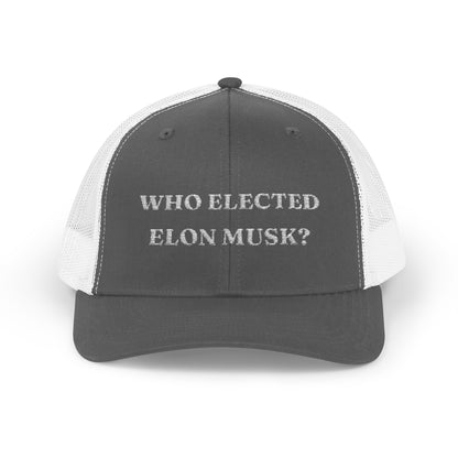 Who Elected Elon Musk? Snapback Cap - White Letters