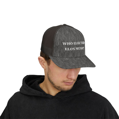 Who Elected Elon Musk? Snapback Cap - White Letters