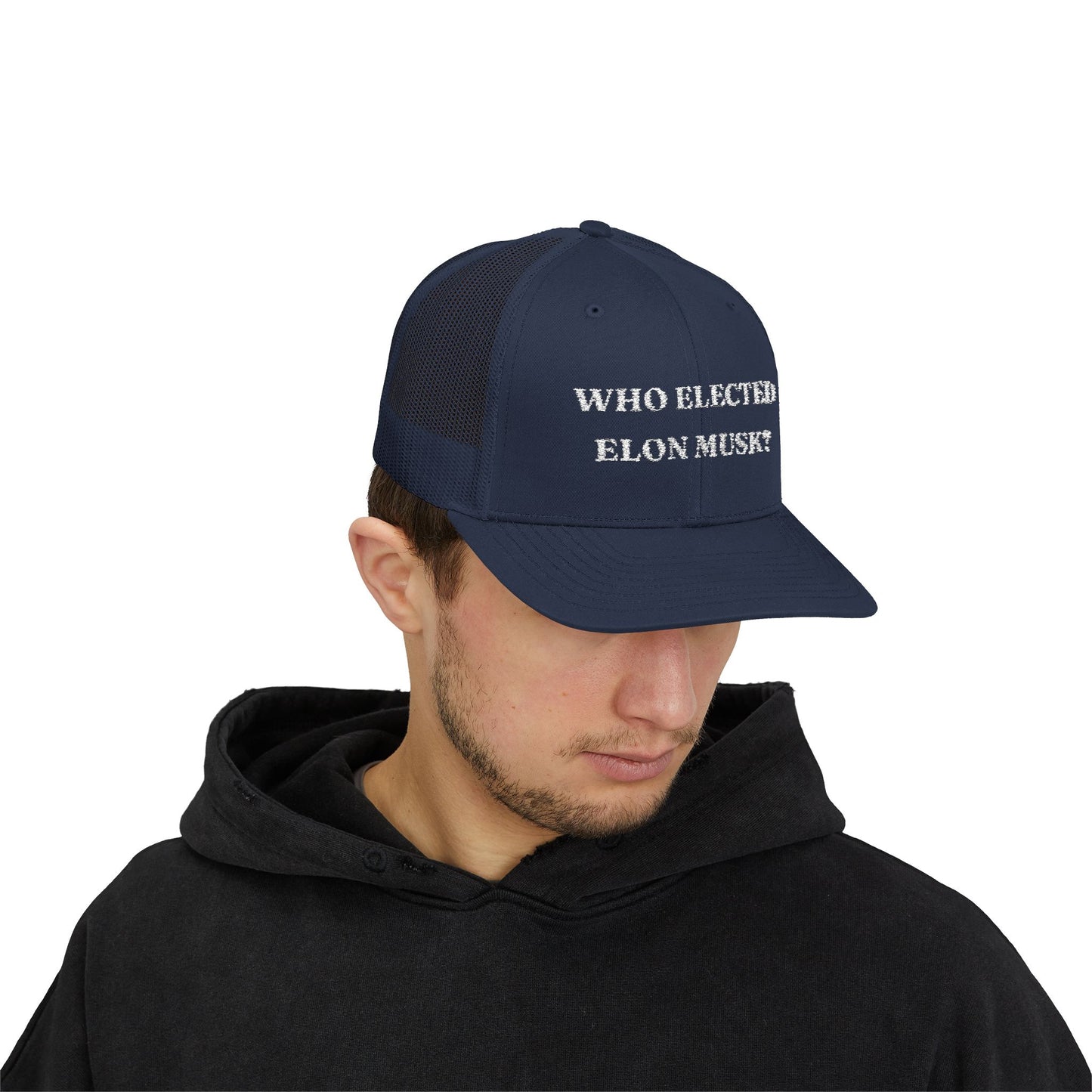 Who Elected Elon Musk? Snapback Cap - White Letters