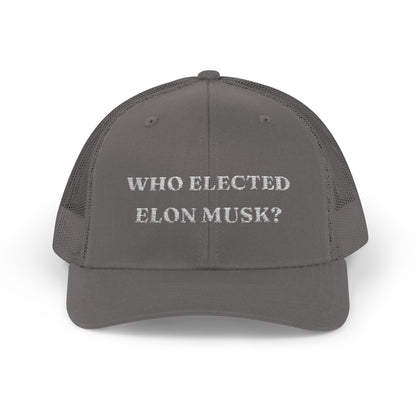 Who Elected Elon Musk? Snapback Cap - White Letters