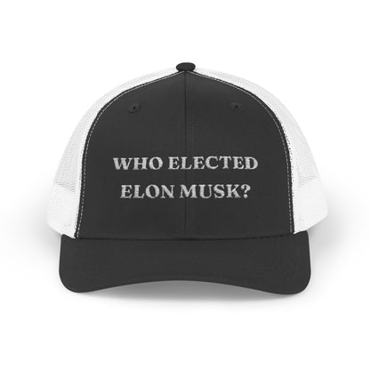 Who Elected Elon Musk? Snapback Cap - White Letters