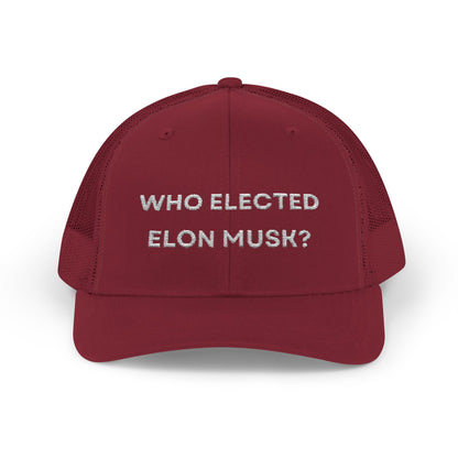 Who Elected Elon Musk? Snapback Cap - White Letters