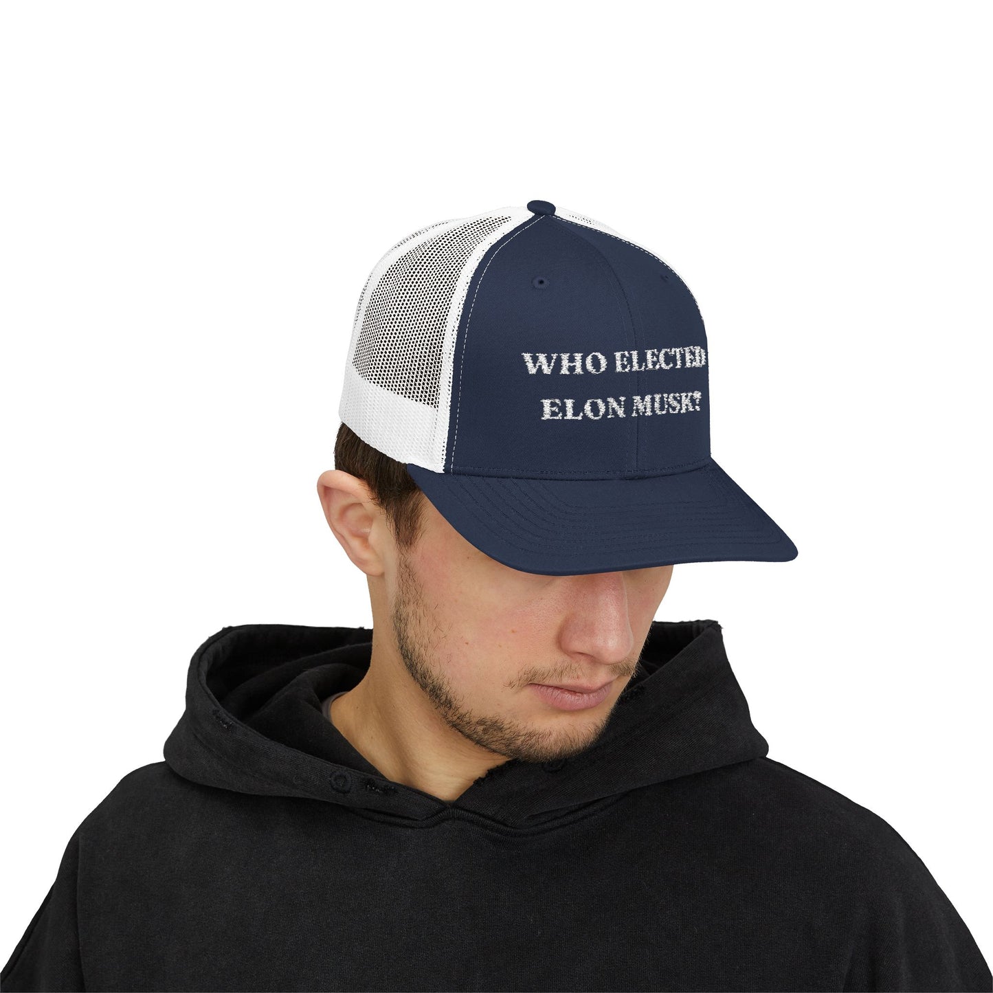 Who Elected Elon Musk? Snapback Cap - White Letters