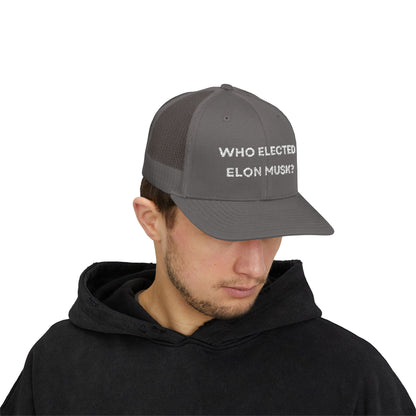 Who Elected Elon Musk? Snapback Cap - White Letters