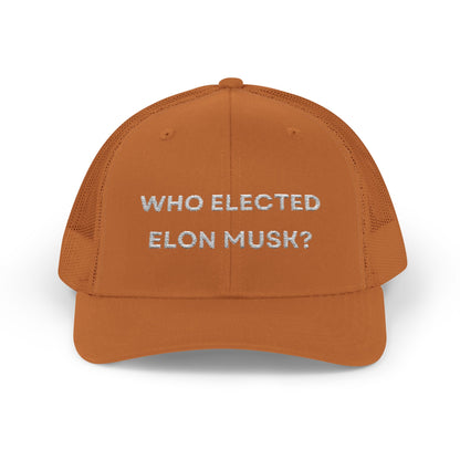 Who Elected Elon Musk? Snapback Cap - White Letters