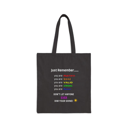 Iconic Quote Black Canvas Tote Bag