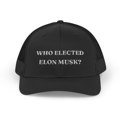 Who Elected Elon Musk? Snapback Cap - White Letters